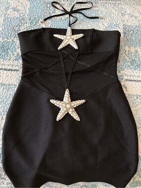 Black Strapless starfish bandage dress